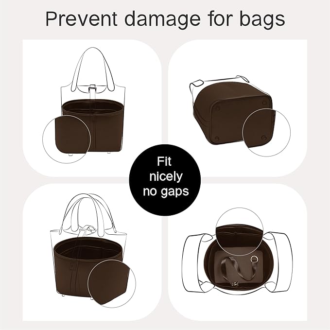 Silky Bag Insert Fit for Hermes Picotin 18/22, Silky Purse Organizer, Lightweight and Silk Touch (Fits PC22, Ebene)