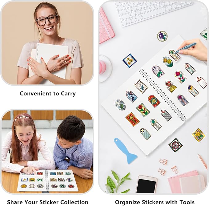 Large Reusable Sticker Book Collecting Album 8.5×11 Inch Sticker Collection Storage Book with 40 Sheets Blank Release Paper, Restickable Stickers Organizer Notebook with Tools (Clear)