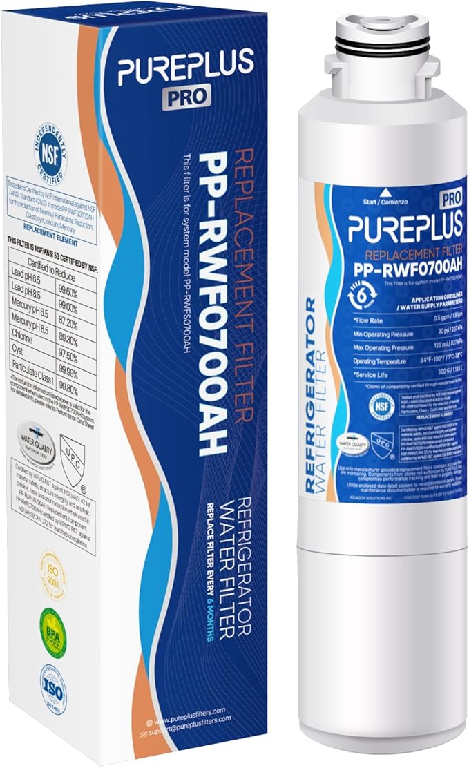 PUREPLUS DA29-00020B NSF/ANSI 53&42 Certified Replacement for SAMSUNG Fridge RF28HFEDTSR, RF263BEAESG, RF263BEAESR AA, HAF-CIN/EXP, RF28HMEDBSR/AA, RWF0700A Refrigerator Water Filter, 1PACK