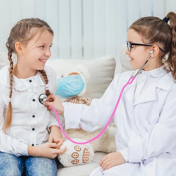 Doctor Costume for Kids, Toddler Doctor Lab Coat with Kids Stethoscope, Halloween Scientist Costume for Boys Girls