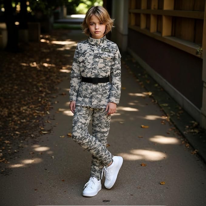 Colorful House Kids Army Costume Unisex Soldier Dress up for Halloween Role Play