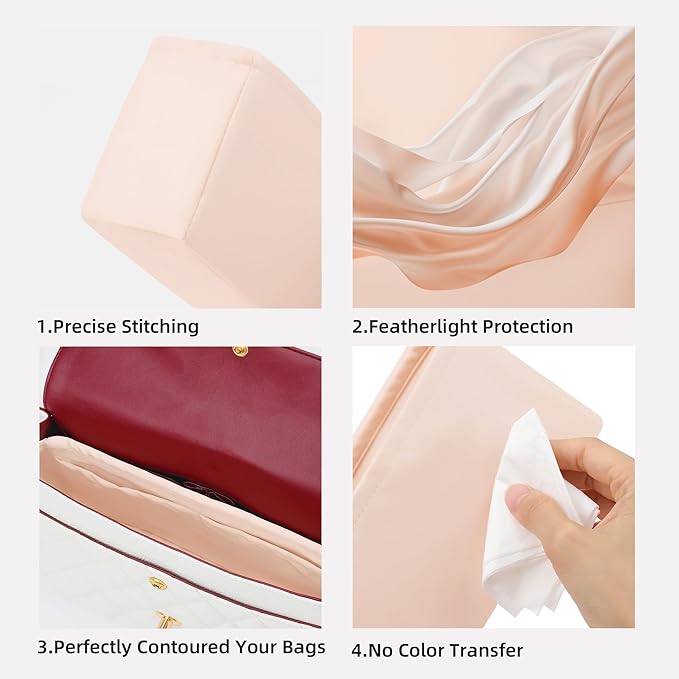 DGAZ Silk Purse Organizer Insert For Lady-Dior Micro/Mini/S/M/L bags，Silky Smooth Bag Organizer，Luxury Handbag & Tote Shaper(Rose dragee,Micro)