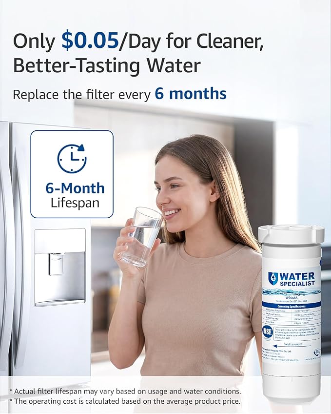 Waterspecialist XWF Replacement for GE® XWF, WR17X30702 Refrigerator Water Filter, NSF 42/372 Certified, Compatible with GE® GNE27, GFE26, GDE25, GSS25 Series Refrigerators, 3-Pack (Not XWFE®)