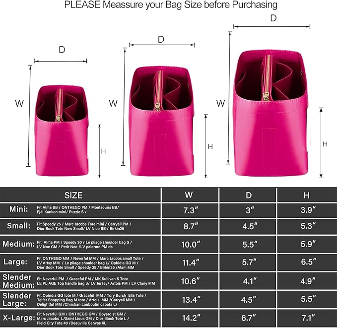 ZTUJO Purse Organizer Insert For Handbags, Purse Organizer With Zipper, Neverfull Organizer, Bag Organizer For Speedy Neverfull ONTHEGO Tote, Handbag and More (Silky Rosy, small)