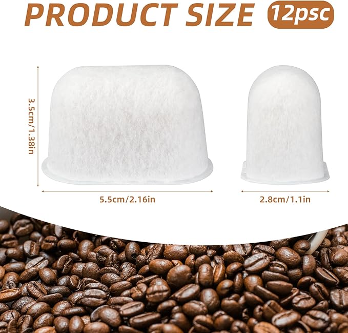 12pcs Resin Coffee Machine Water Filters Replacement for Breville, Espresso Machine Filter Hard Water Softener & Chlorine Remover for Coffee Makers