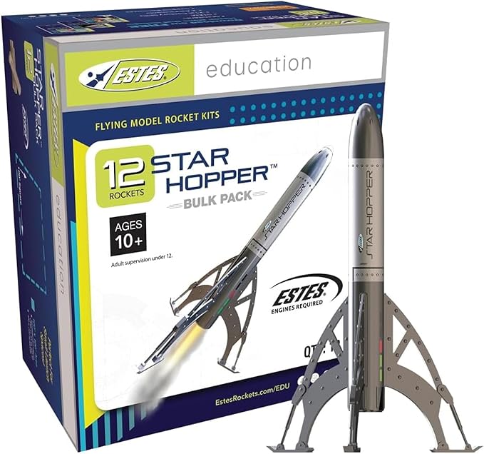 Estes 1721 Bulk Pack of 12 Star Hopper Rocket-Building Kits, Beginner Flying-Rocket-Model Kits for Ages 10+