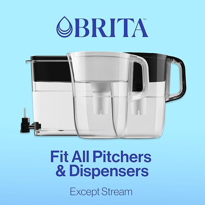 Brita Plus Water Filter, BPA-Free, High-Density Replacement Filter for Pitchers and Dispensers, Reduces 2x Contaminants*, Lasts Two Months or 40 Gallons, Includes 6 Filters (Pack of 2)