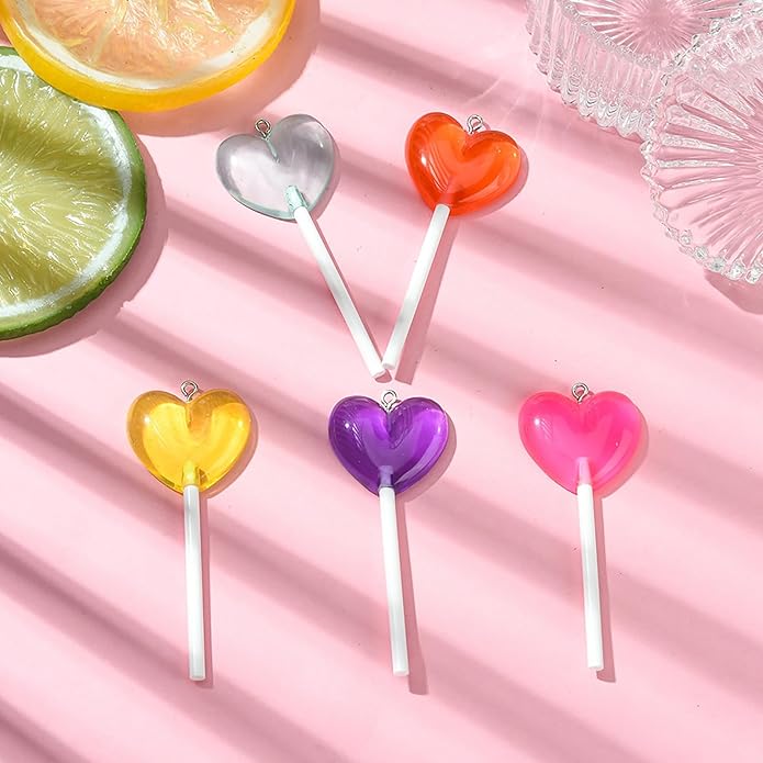 5-10Pcs Luminous Translucent Resin Charms Pendants for Jewelry Making, Round Dinosaur Heart Star lollipop Shape Glow in the Dark Charms for Bracelets Necklaces Earrings Keychains Crafting