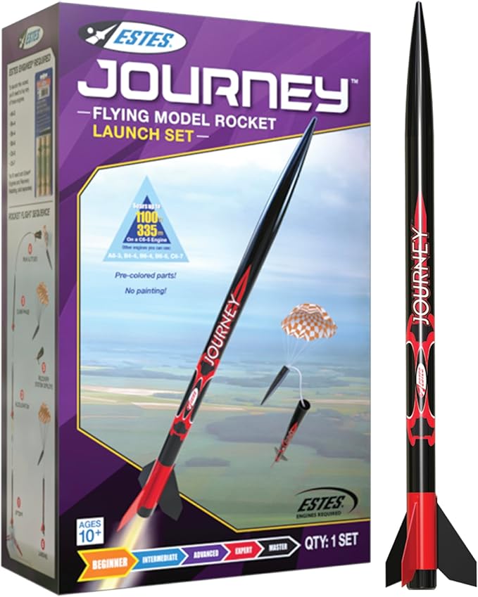 Estes 1441 Journey Rocket-Building Kit, Beginner Flying-Rocket Model Kit for Ages 10+, Includes Launch Pad and Controller