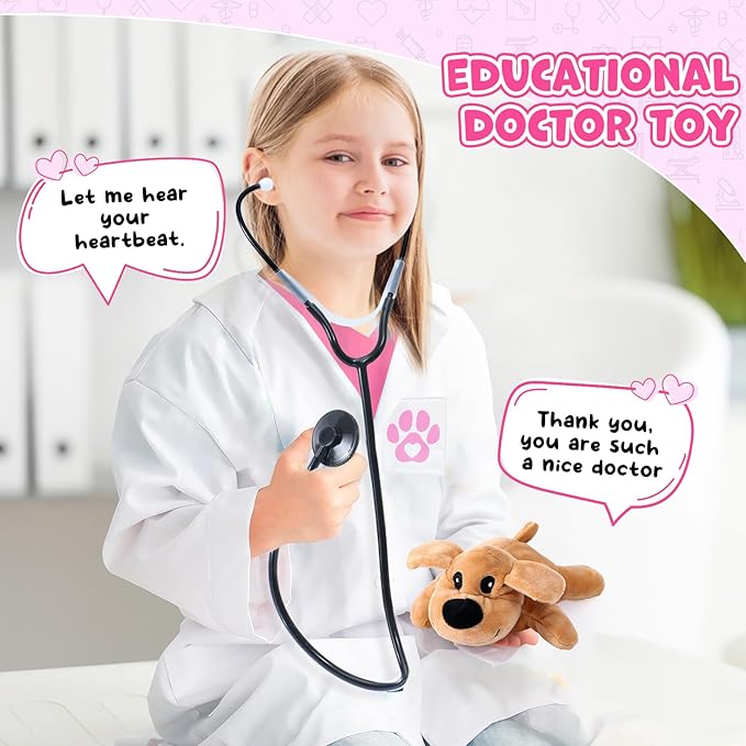 G.C Kids Veterinarian Costume Toddler Doctor Kit Scrubs Doctor Vet Costume Play Set Boys Girls Halloween Dress Up Career Day