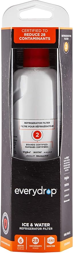 everydrop by Whirlpool Ice and Water Refrigerator Filter 2, EDR2RXD1, Single-Pack + Affresh Washing Machine Cleaner, 6 Month Supply