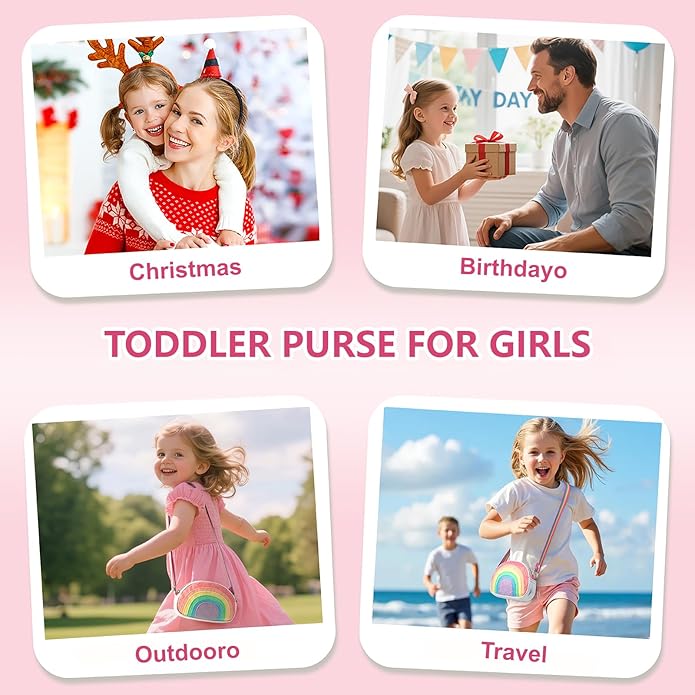 Toddler Purse Easter Basket Stuffers Gifts for Kids: 2 3 4 5 6 7 8 Year Old Girl Birthday Gift, Rainbow Crossbody Bag
