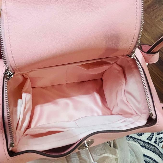 Lindy Bags Organizer Insert, Bag Storage with Silky Satins Material, Lightweight Inner Bag Compatible with Lindy 19, Multiple Pockets Large Capacity (Pink)