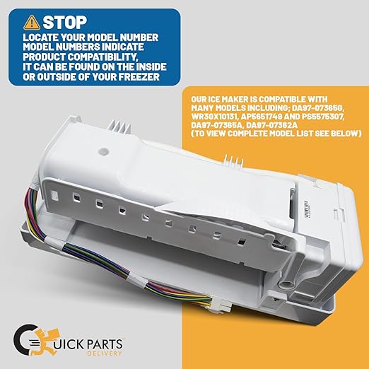 DA97-07365G Refrigerator Ice Maker Assembly - 13.5" x 4.75" Aftermarket Ice Maker Replacement Parts - Fits WR30X10131, AP5657748, PS5675307, DA97-07365A, and Other Refrigerator