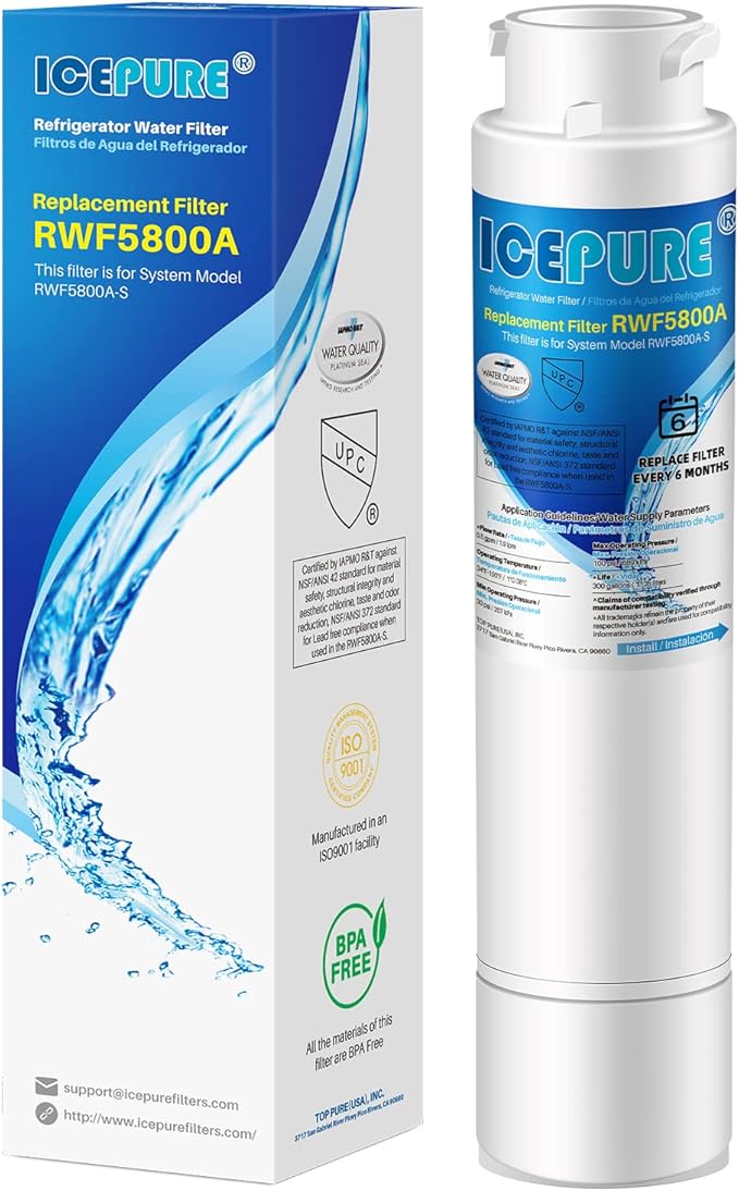 ICEPURE RWF5800A Refrigerator Water Filter Replacement for Frigidaire EPTWFU01, EWF02, Pure Source Ultra II, PureSource Ultra 2, SCWFTCTO, GP006, EPTWFUO1, MR022, JO22, BO022, TH-01, DE022, 1007 1PACK