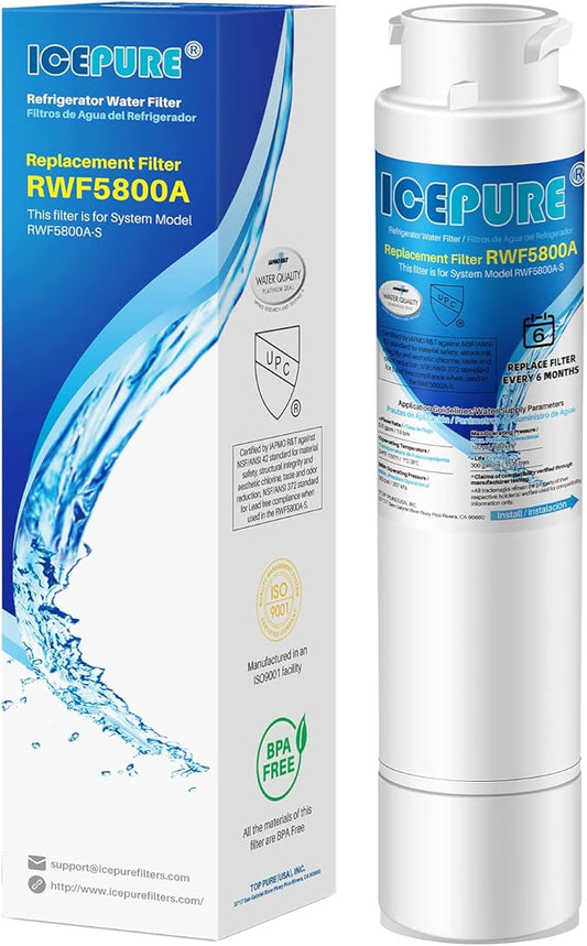 ICEPURE RWF5800A Refrigerator Water Filter Replacement for Frigidaire EPTWFU01, EWF02, Pure Source Ultra II, PureSource Ultra 2, SCWFTCTO, GP006, EPTWFUO1, MR022, JO22, BO022, TH-01, DE022, 1007 1PACK