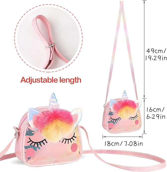 Hifot Kids Jewelry Little Girls Plush Handbag Necklace Bracelet Earrings Ring Hair Clips Set, Princess Costume Jewelry Party Favors Gift for Dress up Pretend Play (3-8 Years)
