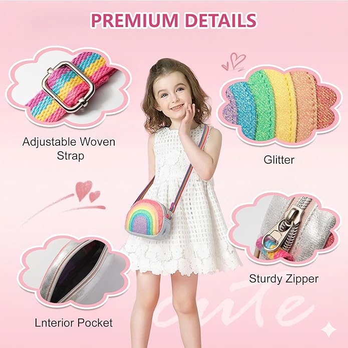 Toddler Purse Easter Basket Stuffers Gifts for Kids: 2 3 4 5 6 7 8 Year Old Girl Birthday Gift, Rainbow Crossbody Bag