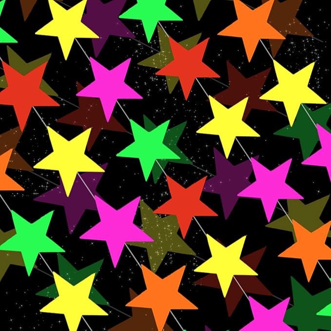 120feet Star UV Neon Garland Hanging Paper Glow in The Dark Glow Party Supplies and Decorations Blacklight Reactive Fluorescent Black Light Kit Neon Party Birthday Wedding