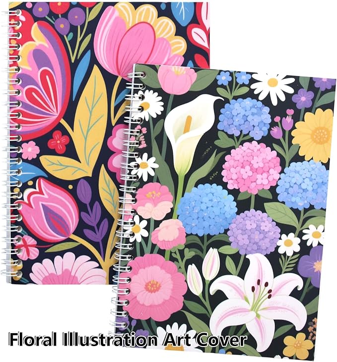 BetterJonny 2 Pcs Reusable Sticker Book Collecting Album Blank Sticker Storage Organizer Book, A5 Size 32 Inner Pages Per Album, Release Paper for Collecting Stickers, Labels(Flowers)