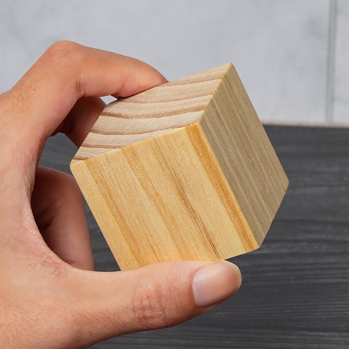30 Pack Unfinished Wood Blocks 2 Inch - Solid Pine Wooden Cubes for Crafts, Sanded Smooth Natural Wood Squares for Painting, DIY Projects, Puzzle Making & Home Decor