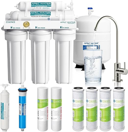 APEC Water 5-Stage Under Sink Reverse Osmosis Water Filter System with Extra High Capacity Pre-Filter Set, Essence Series, WQA Certified, 50 GPD, Removes 99.99% of Contaminants, Home Water Filtration