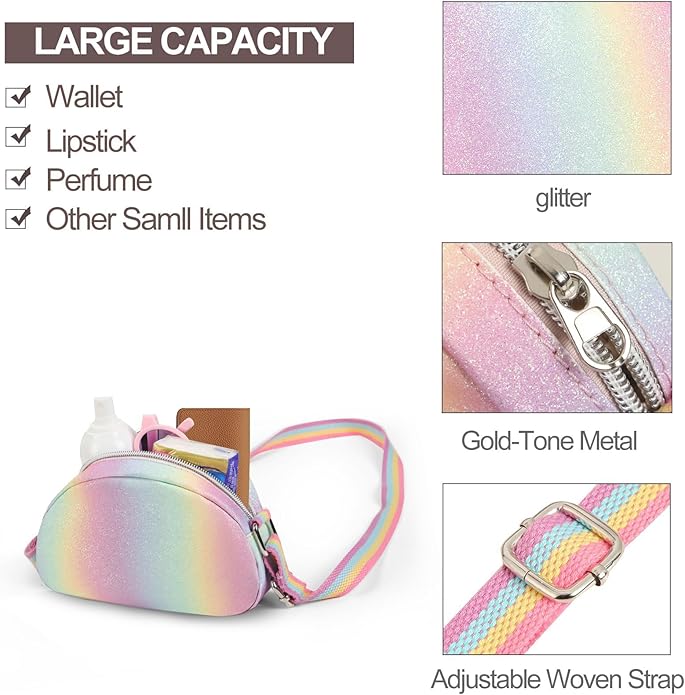 Toddler Purse Easter Basket Stuffers Gifts for Kids: 2 3 4 5 6 7 8 Year Old Girl Birthday Gift, Rainbow Crossbody Bag