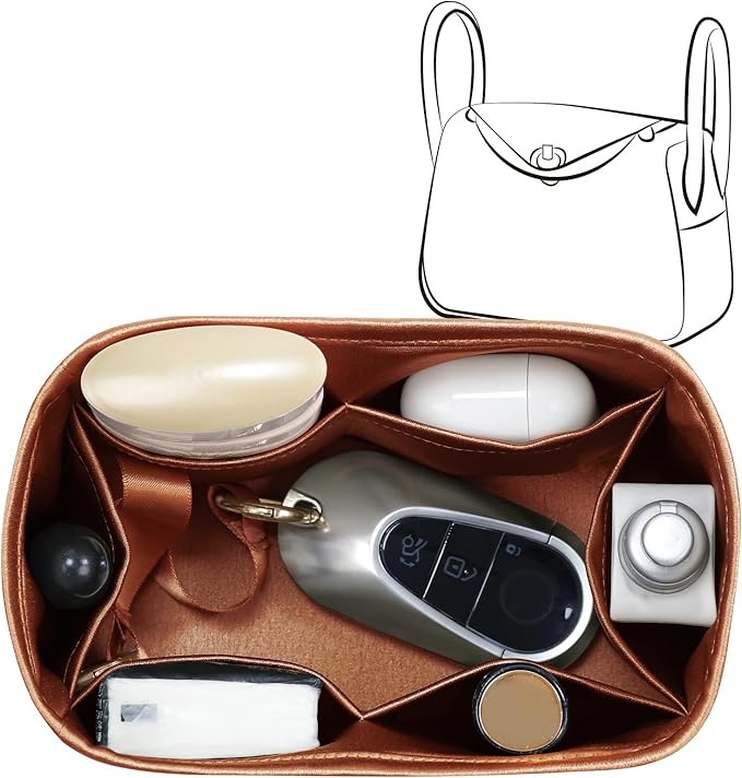 Silky Bag Insert Fit for Hermes Lindy 19/26, Silky Purse Organizer, Lightweight and Silk Touch (Fits Mini Lindy 19, Gold)