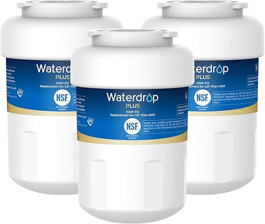 Waterdrop Plus WDP-F13 Reduce PFAS, Replacement for GE® MWF®, HDX FMG-1, MWFP, MWFA, RWF0600A, RWF1060, Kenmore® 469991 Refrigerator Water Filter, 3 Pack (Package May Vary)