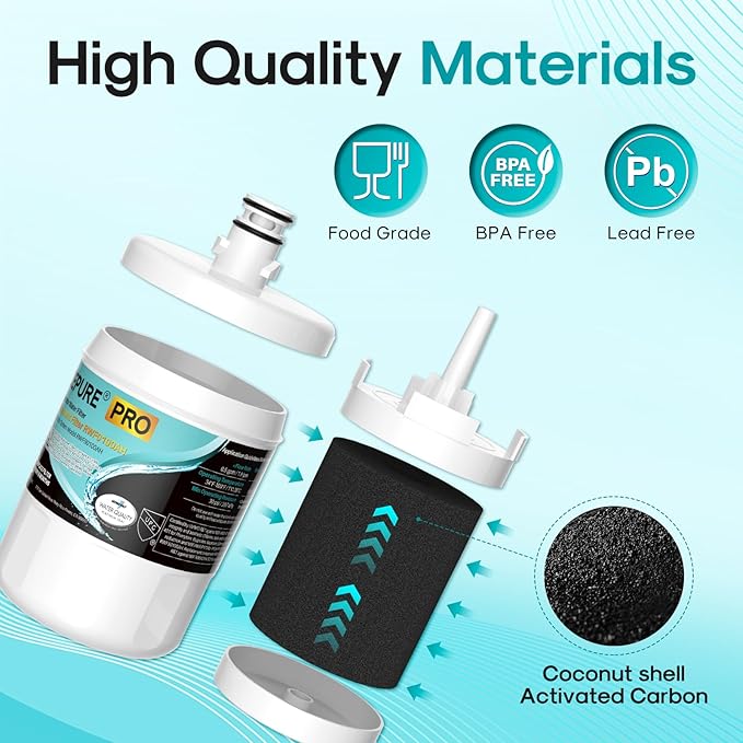 ICEPURE PRO 5231JA2002A NSF401&473&53&42 Certified Refrigerator Water Filter Replacement for LG LT500P, GEN11042FR-08, ADQ72910911, ADQ72910901, ADQ72910907, Kenmore 9890, 469890, LFX25974ST, 2PACK