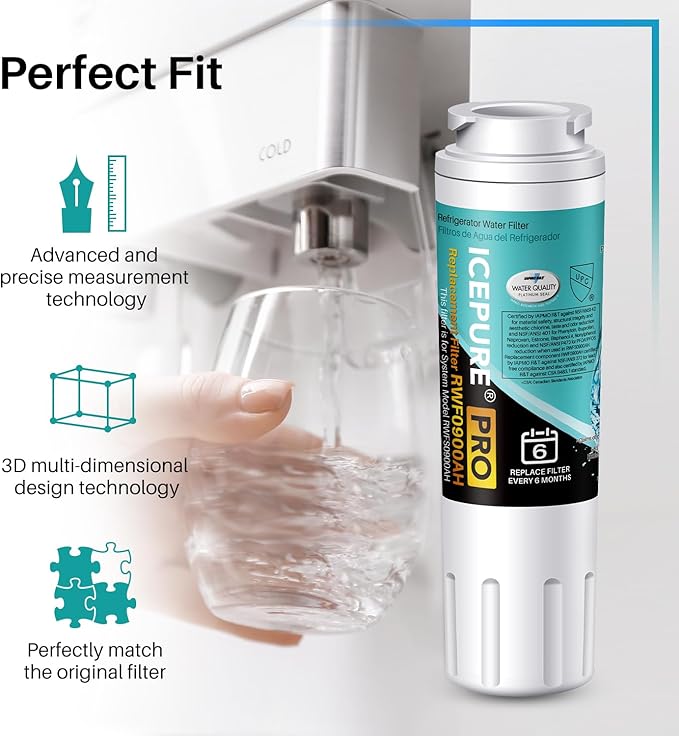 ICEPURE PRO UKF8001 NSF401&473&53&42 Certified Replacement Everydrop EDR4RXD1, Filter 4, Maytag UKF8001AXX UKF8001P, Whirlpool 4396395 WF-UKF8001 FMM-2 MPF15090 SGF-M9 Refrigerator Water Filter 2PACK