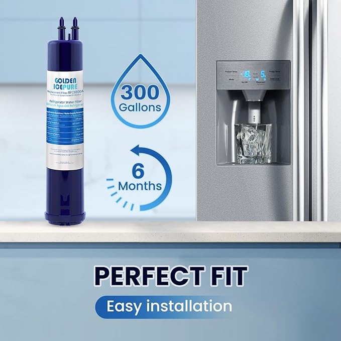 GOLDEN ICEPURE RFC6600A Compatible with 4396841 Refrigerator Water Filter, EDR3RXD1, KAD3RXD1, WHR3RXD1, 4396841, 4396710, Filter 3, 46-9083,46-9030