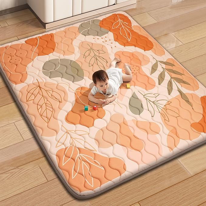 Baby Play Mat for Floor, 71'' x 59'' Thicken Foam Soft Padded Mat for Baby, Playpen Mat for Toddlers Infant Kids, Machine Washable, Non-Slip Bottom Safe for Crawling (Stone）