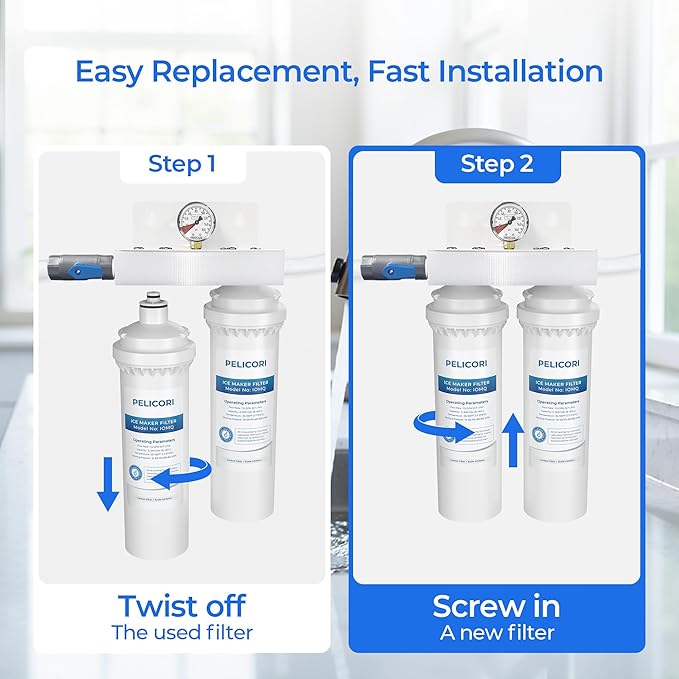 IOMQ Ice Machine Water Filter Cartridge, Compatible with Ice-O-Matic IFQ Series IFQ1, IFQ2 Water Filtration Systems, 2 Pack