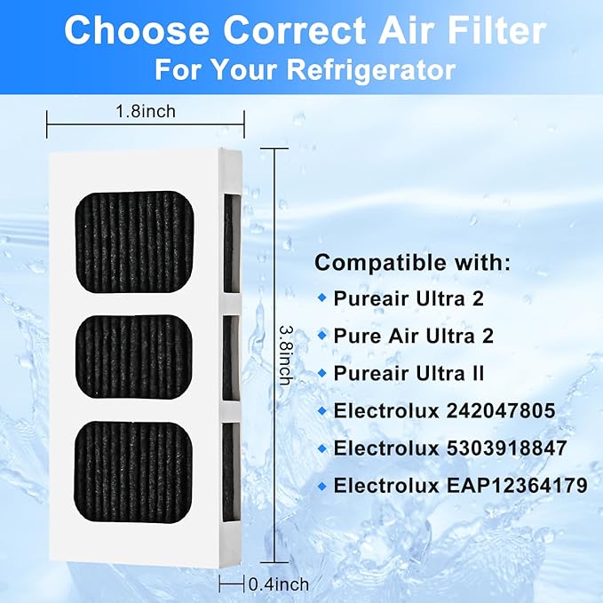 6 PACK Refrigerator Air Filter Replacement for Paultra2, Compatible with Frigidaire Pureair Ultra 2, Pure Air Ultra 2, Pureair Ultra II, Electrolux 242047805, 5303918847, EAP12364179