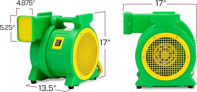 B-Air Kodiak 1 HP Air Blower | Powerful Bounce House Blower Fan for Large Inflatable Bounce House, Bouncy Castle and Slides