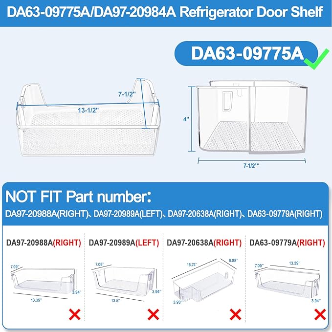 Upgraded Right RF28T5001SR RF28T5021SR RF27T5201SR RF27T5241SR RF28T5101SR RF28T5001SG Door Shelf Bin Compatible with Samsung Fridge Door Shelves DA63-09775A DA97-20984A Samsung Refrigerator Door Bin