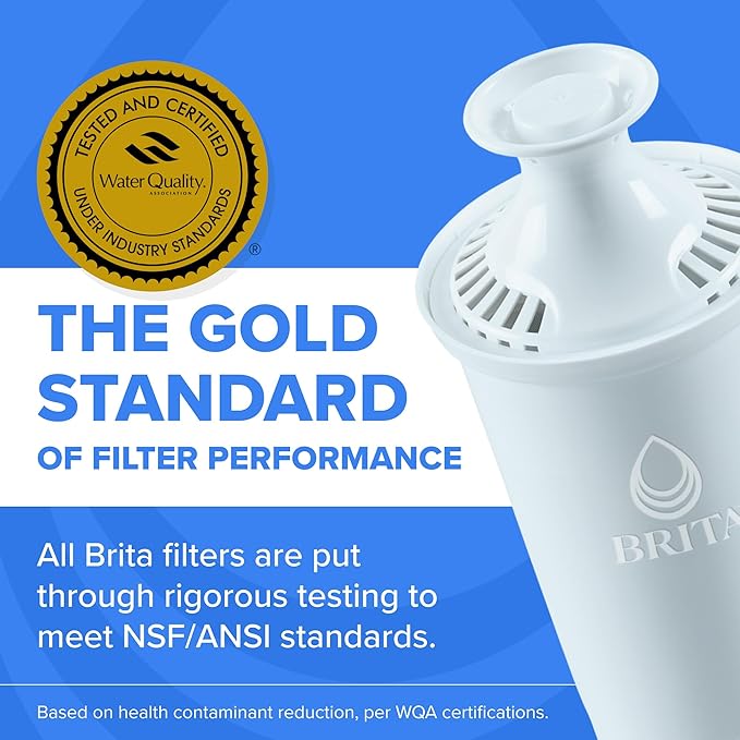 Brita Plus Water Filter, BPA-Free, High-Density Replacement Filter for Pitchers and Dispensers, Reduces 2x Contaminants*, Lasts Two Months or 40 Gallons, Includes 4 Filters