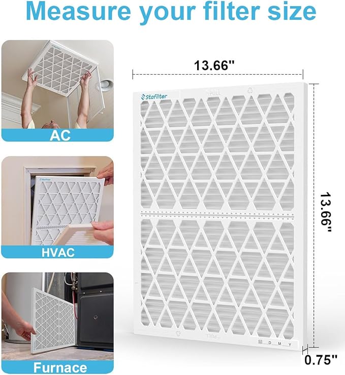 Reusable 14x14x1 Air Filter (MERV 8), 1 Foldable Frame + 6 Refills (Not Individual Filters), Greener HVAC AC Furnace Air Filters MPR 700&FPR 5(Actual Size:13.75"x13.75"x0.75")
