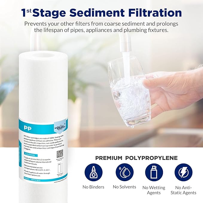 Membrane Solutions Reverse Osmosis Filter Replacement, 75 GPD Complete Replacement Filter Set For 10-inch Under Sink 5-Stage Reverse Osmosis Replacement Water Filter System