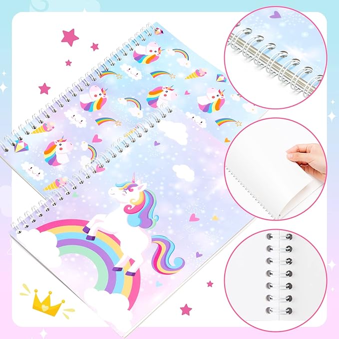 2Pcs Magic Horse Stickers Book Collecting Album with a Plastic Spatula Reusable Stickers Organizer Storage Book Sticker Collection Accessories Activity Blank Sticker Album for Collecting Label