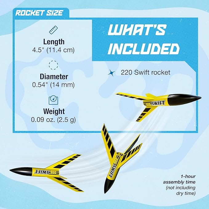 Estes 0810 220 Swift Rocket-Building Kit, Intermediate Flying-Rocket-Model Kit for Ages 10+