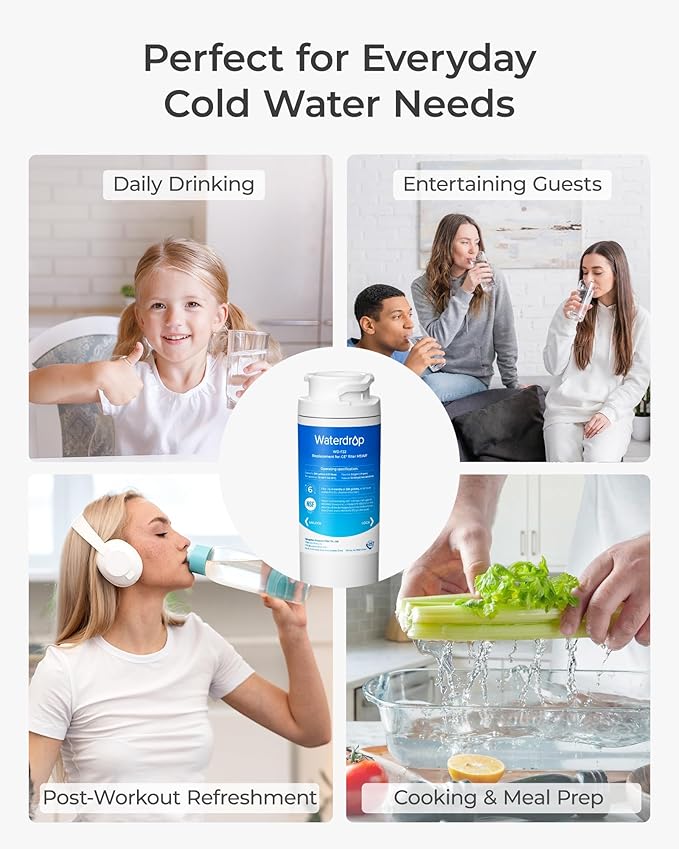 Waterdrop MSWF Refrigerator Water Filter, Replacement for GE® MSWF, 101820A, 101821B, RWF1500A, NSF 42&372 Certified, Pack of 3
