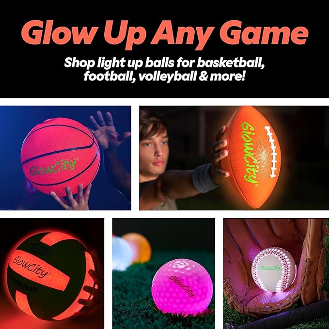 GlowCity Glow in The Dark Soccer Ball - Sizes 3, 4, 5 for Kids, Teens & Adults - Light Up Soccer Ball with 2 LED Lights - Sports Birthday Gifts Ideas for Boys & Teenagers Ages 6 7 8 9 10 11 12 13 14