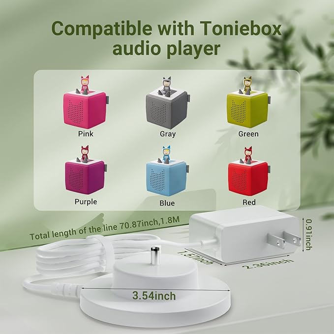 Charger for Tonies, Compatible with TonieBox Audio Player Power Supply Adapter, for Tonie Box Replacement Original Charging Base Station Power Cord