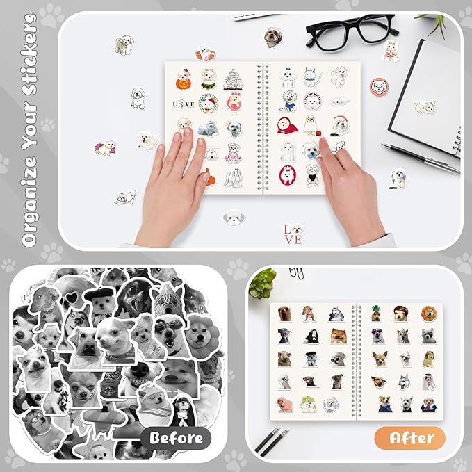 Reusable Sticker Book Collecting Album for Adults Sticker Storage Collection Notebook With 37 Sheets A5 Size Release Paper (Dog-3)