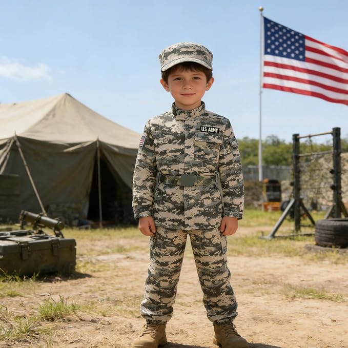 Army Costume for Kids Camo Trooper Soldier Special Forces Costume Halloween Cosplay