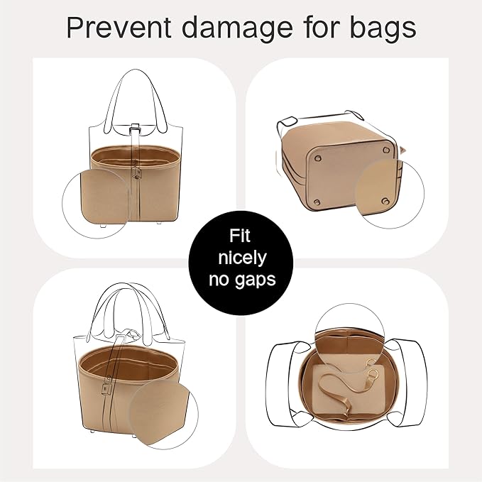Silky Bag Insert Fit for Hermes Picotin 18/22, Silky Purse Organizer, Lightweight and Silk Touch (Fits PC18, Chai)