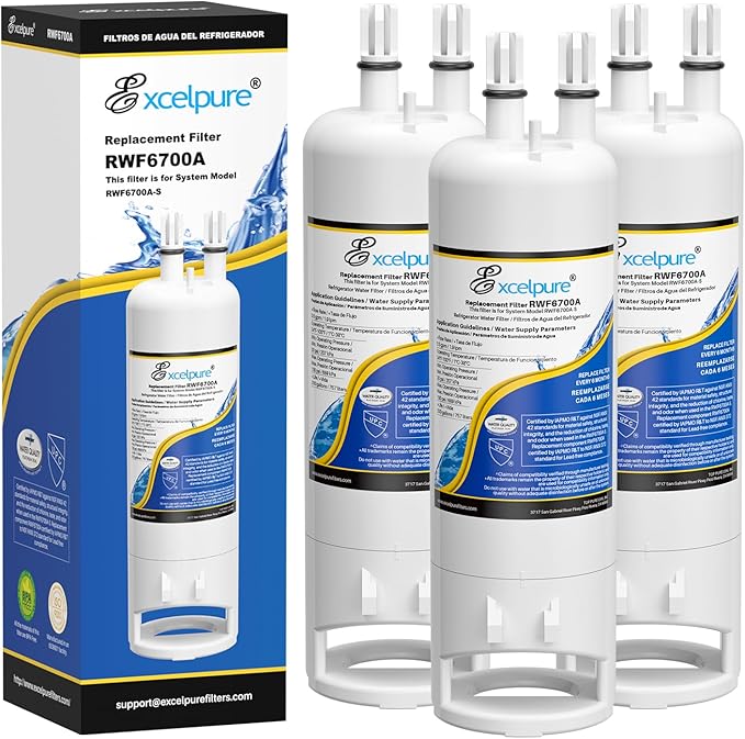 EXCELPURE WHR1RXD1 Replacement for EDR1RXD1 Refrigerator Water Filter, Everydrop® Filter 1, W10295370A, KAD1RXD1, P4RFWB, 46-9081, 46-9930, P5WB2L, PS2378001, 3Pack