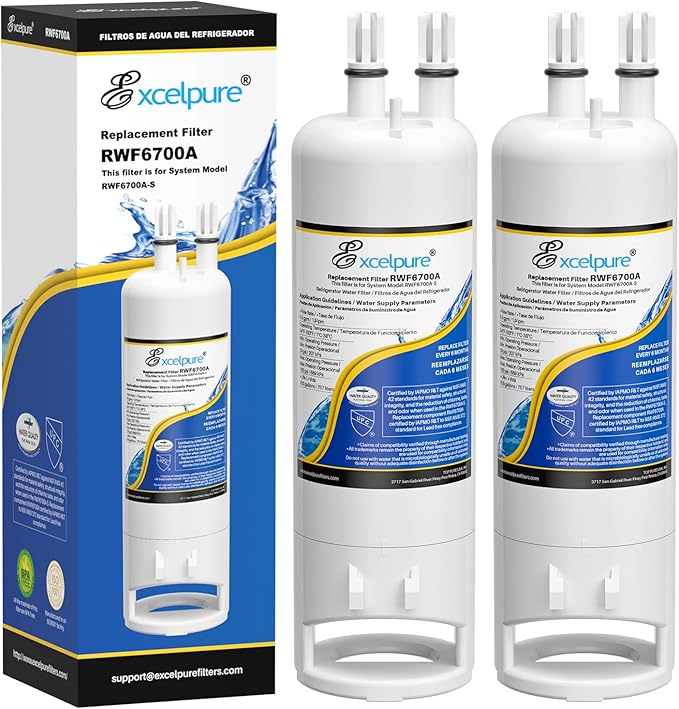 EXCELPURE WHR1RXD1 Replacement for EDR1RXD1 Refrigerator Water Filter, Everydrop® Filter 1, W10295370A, KAD1RXD1, P4RFWB, 46-9081, 46-9930, P5WB2L, PS2378001, 2Pack